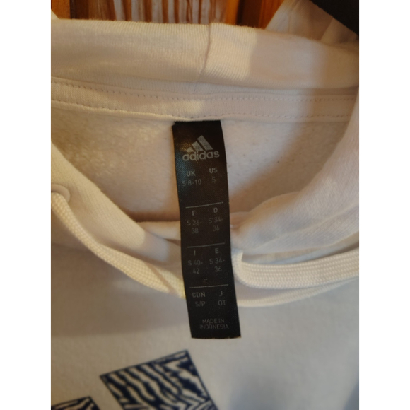 Adidas Hoodie Women’s Small White Pullover Sweatshirt Logo Athletic - Picture 5 of 6